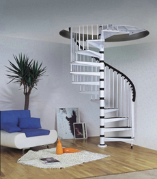 carbon steel frame with solid wood spiral stairs staircase