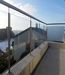 Stainless steel balcony tempered glass railing