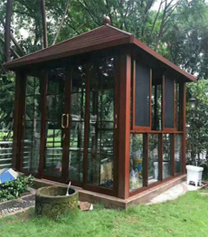 Outdoor wooden grain aluminium pavilion