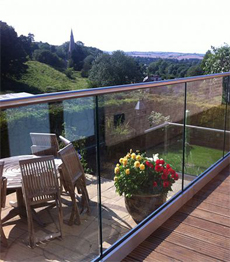 Rooftop stainless steel handrail frameless glass railing