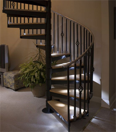 Interior cast wrought iron spiral staircase design