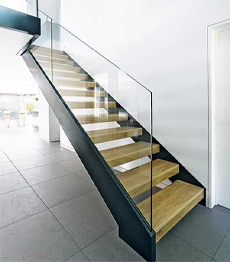 Interior steel structure solid wood timber treads straight stairs