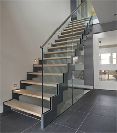 Steel wood zig zag to second floor staircase 