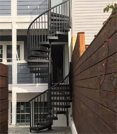 Wrought iron metal used exterior spiral stairs 