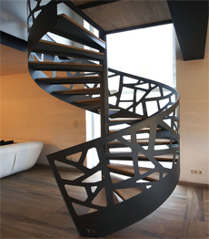 Cast aluminum railing spiral staircase