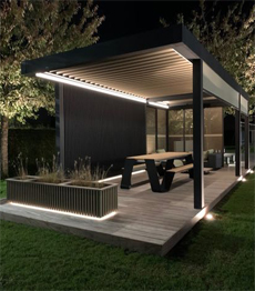 Electric Aluminum Louver Pergola for Outdoor Patio Roof With LED Lights