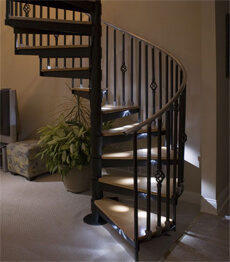 Interior cast wrought iron spiral staircase design