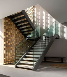 Indoor fabricated mild steel solid wood stair