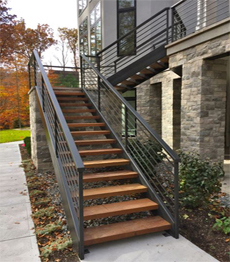Outdoor galvanized steel structure external antiseptic wood treads stairs