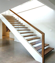 Carbon steel structure timber solid wood treads loft precast concrete stairs