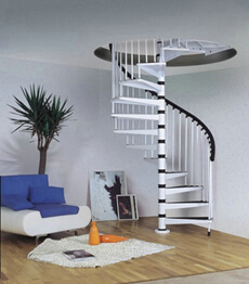 Carbon steel frame with solid wood spiral stairs staircase