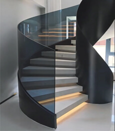 Curved Stairs with Sintered Stone Treads