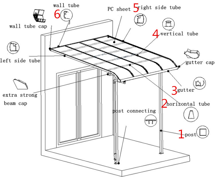balcony canopy structure drawing